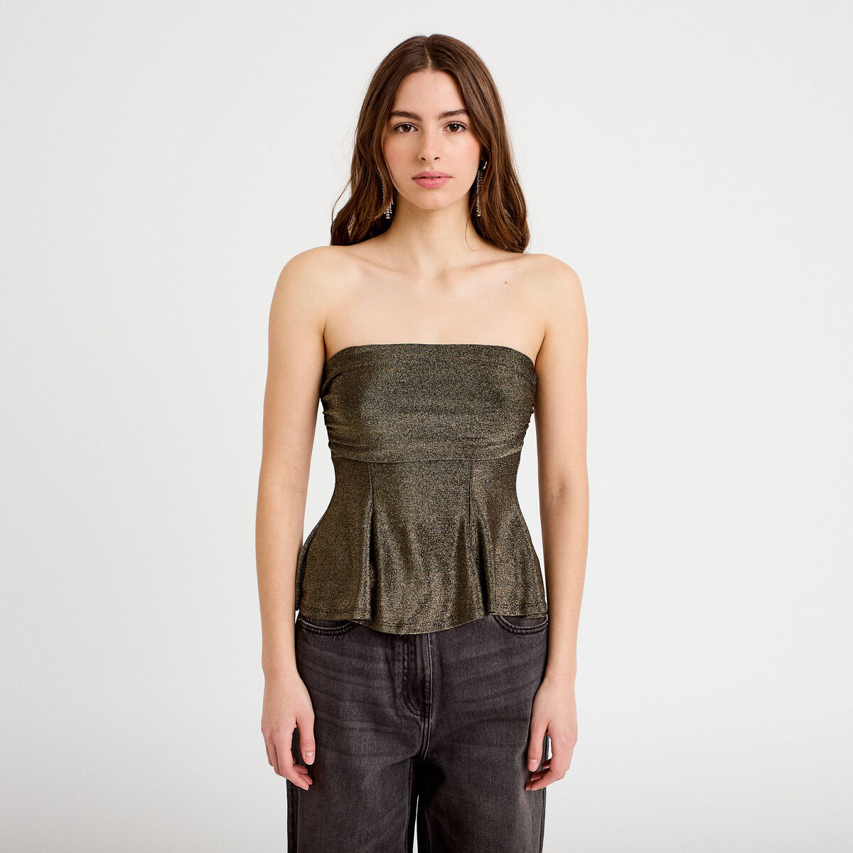 Bustier sans manches couleur or femme