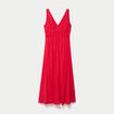 Robe longue &eacute;vas&eacute;e col v sans manches rouge femme