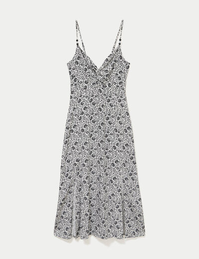 Robe longue d&eacute;collet&eacute; &agrave; fines bretelles blanc femme