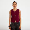 Gilet sans manches col rond bordeaux femme