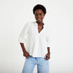 Blouse ample col v manches 3/4 ecru femme