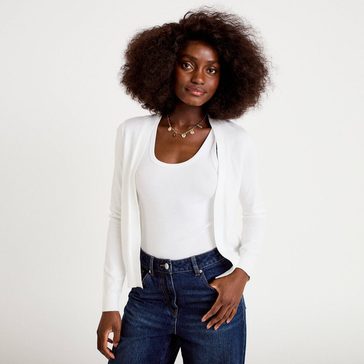 Gilet manches longues blanc femme