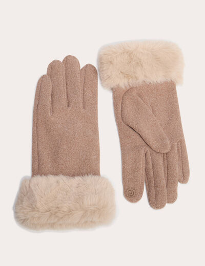 Gants fausse fourrure sable femme