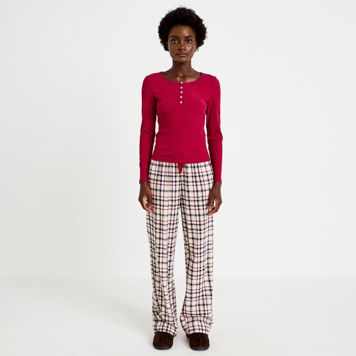 Lot de 2 pyjamas manches longues rouge femme