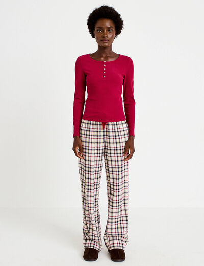 Lot de 2 pyjamas manches longues rouge femme