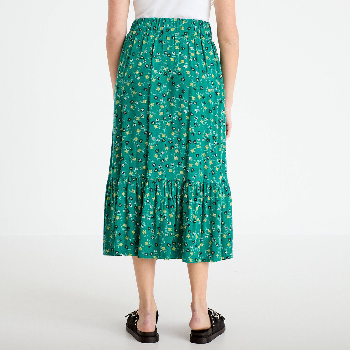 Jupe longue &eacute;vas&eacute;e vert femme