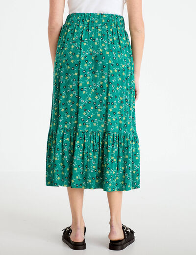 Jupe longue &eacute;vas&eacute;e vert femme