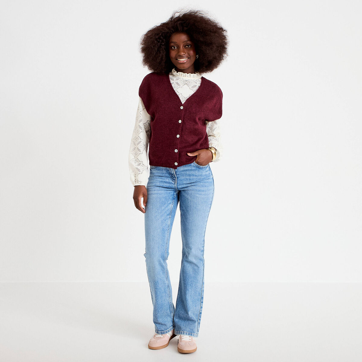 Gilet sans manches bordeaux femme