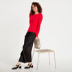 Pull col bateau rouge femme