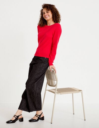 Pull col bateau rouge femme