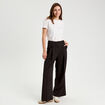 Pantalon large &agrave; pinces noir femme