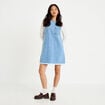 Robe droite courte en jean sans manches denim bleach femme