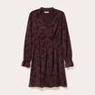 Robe courte &eacute;vas&eacute;e col v manches longues marron cognac femme