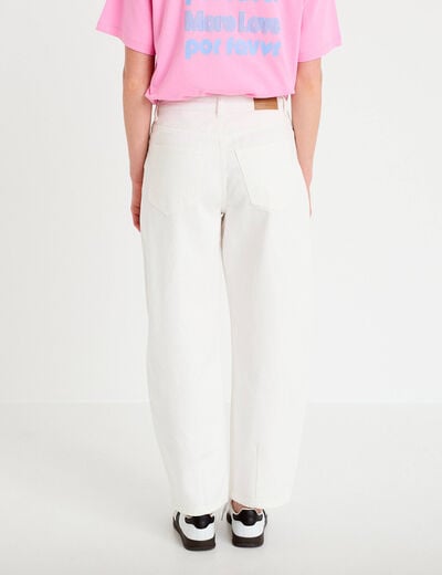 Jean barrel cropped taille standard denim blanc femme