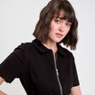 Robe droite zipp&eacute;e ceintur&eacute;e noir femme