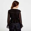 Blouse col claudine bas resserr&eacute; noir femme