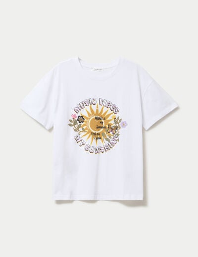 T-shirt oversize manches courtes blanc femme