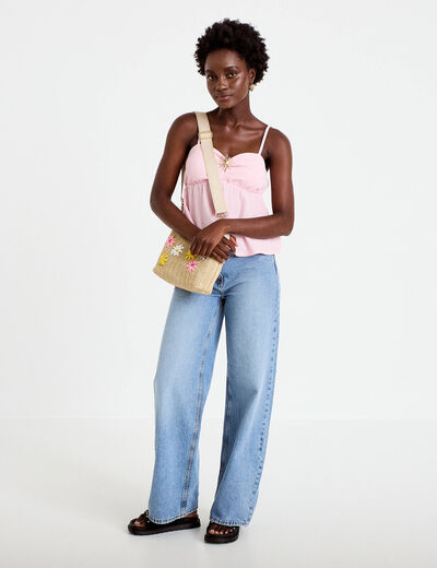 D&eacute;bardeur d&eacute;tail bijou rose clair femme