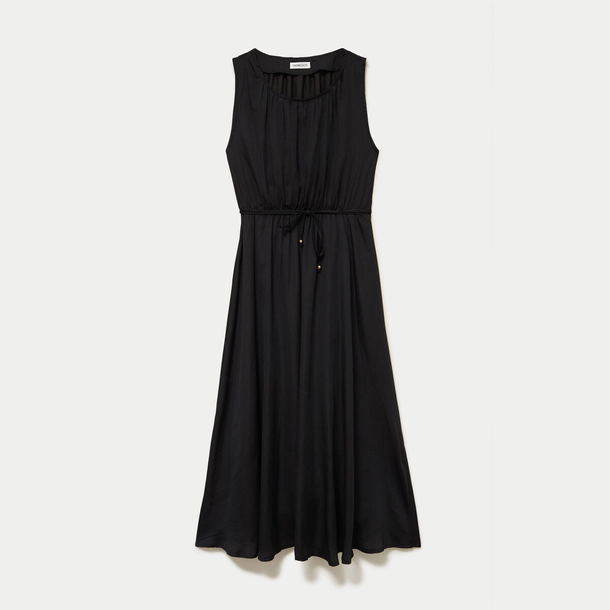 Robe longue &eacute;vas&eacute;e sans manches noir femme