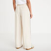 Pantalon large taille &eacute;lastiqu&eacute;e blanc femme