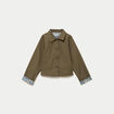 Veste courte boutonn&eacute;e doublure vichy vert kaki femme