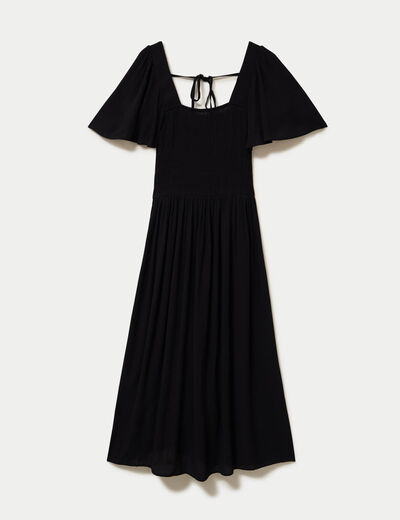 Robe &eacute;vas&eacute;e manches courtes 3/4 noir femme
