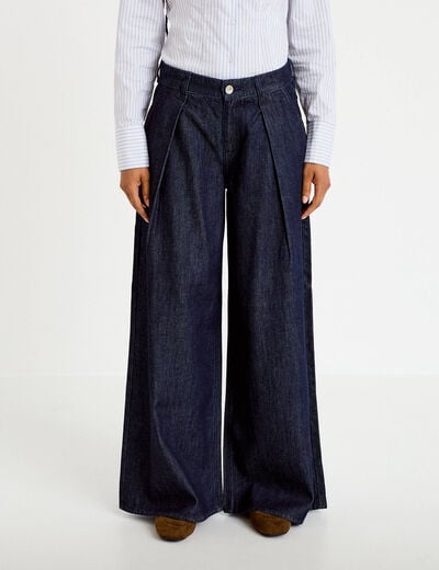 Jean wide leg taille haute denim brut femme