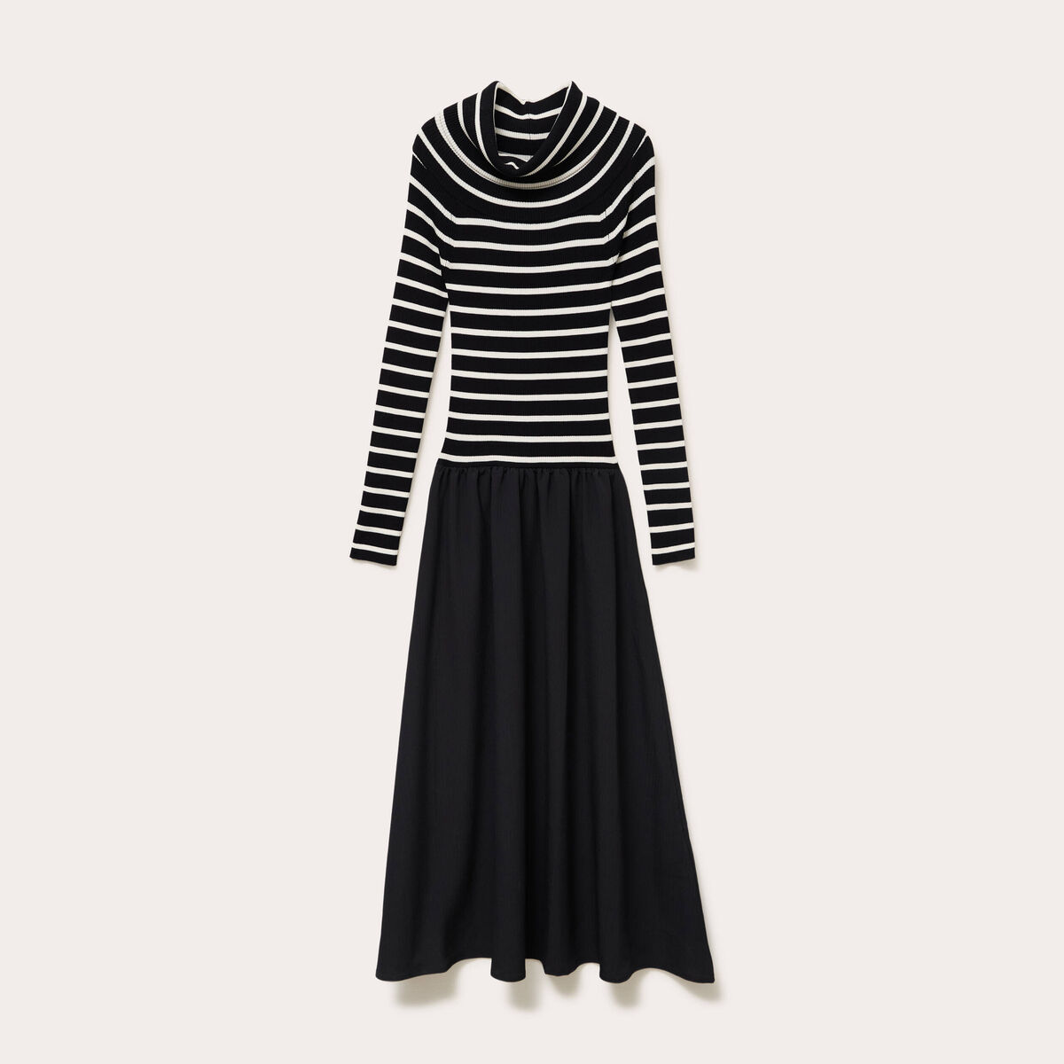 Robe longue effet 2-en-1 col bardot blanc femme