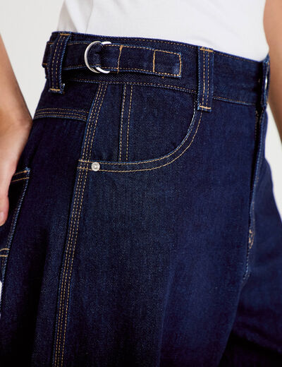 Jean barrel long en coton denim brut femme