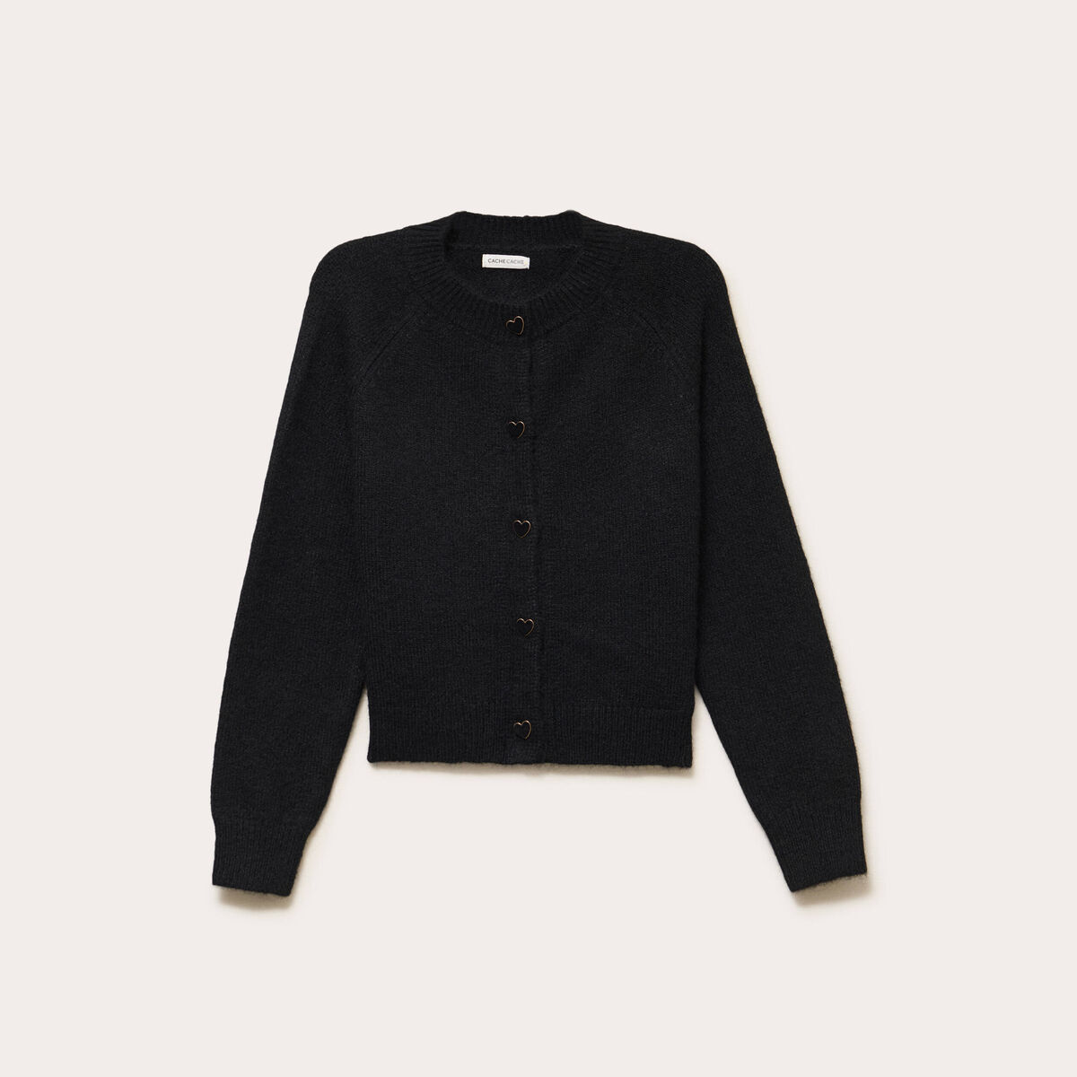Gilet boutons coeur noir femme