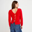 Pull col v manches longues rouge femme