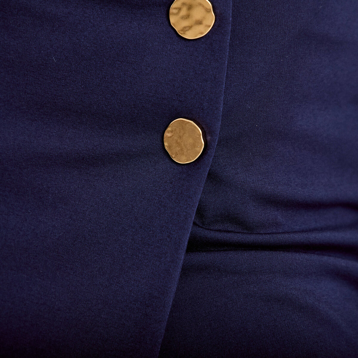 Jupe-short trap&egrave;ze en maille bleu marine femme