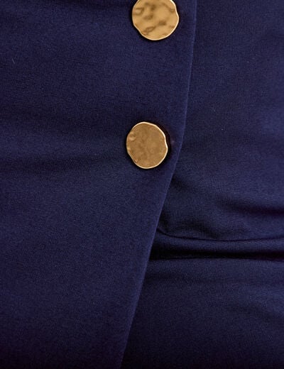 Jupe-short trap&egrave;ze en maille bleu marine femme