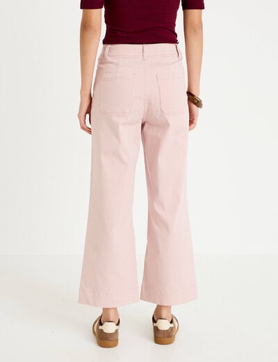 Pantalon large cropped taille haute rose nude femme