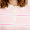 Polo manches longues col chemise rose poudr&eacute;e femme