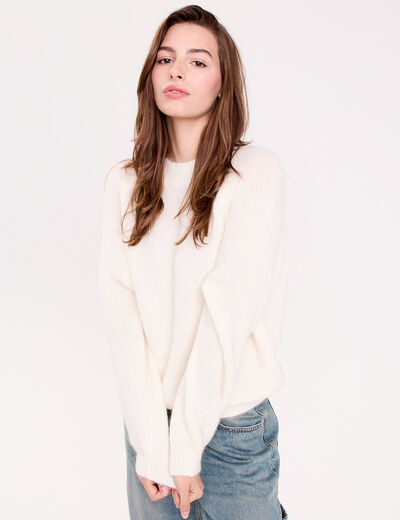 Pull manches longues ecru femme