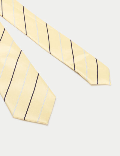 Cravate satin&eacute;e jaune pastel femme