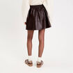 Jupe patineuse en similicuir marron fonc&eacute; femme