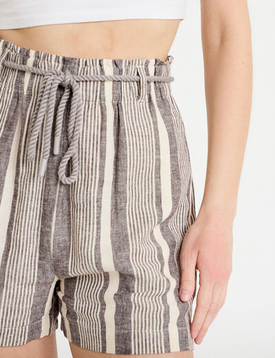 Short regular contenant du lin blanc femme