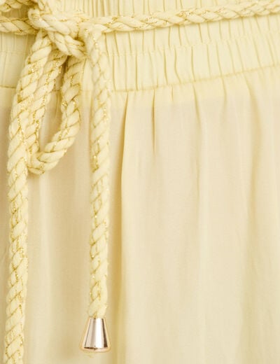 Jupe longue &eacute;vas&eacute;e satin jaune clair femme