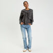 Pull effet 2-en-1 gris fonc&eacute; femme