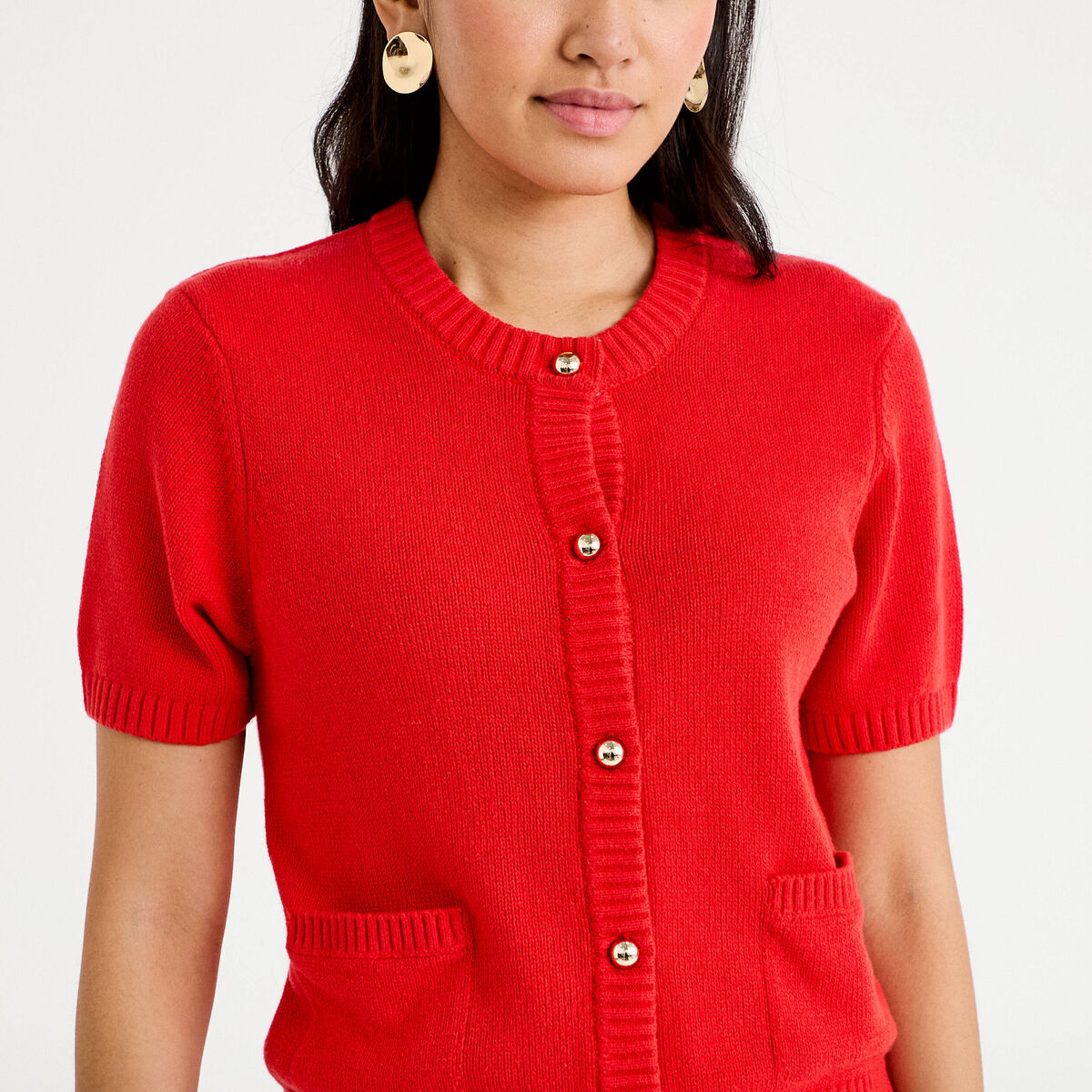 Gilet manches courtes rouge femme
