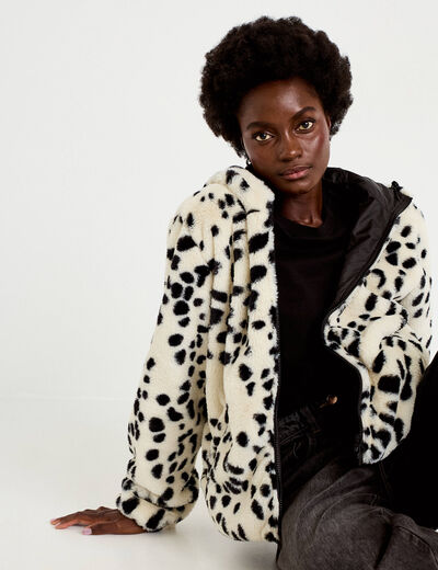 Parka r&eacute;versible &agrave; capuche blanc femme