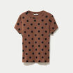 Top ajust&eacute; col rond manches courtes marron femme
