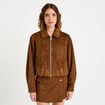 Jupe-short courte aspect daim marron femme