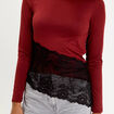 Top ajust&eacute; manches longues orange fonc&eacute; femme