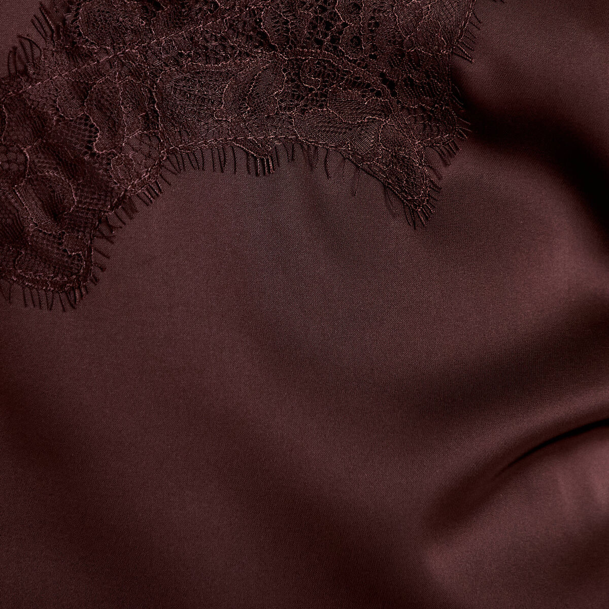 D&eacute;bardeur ajust&eacute; d&eacute;collet&eacute; dentelle marron fonc&eacute; femme