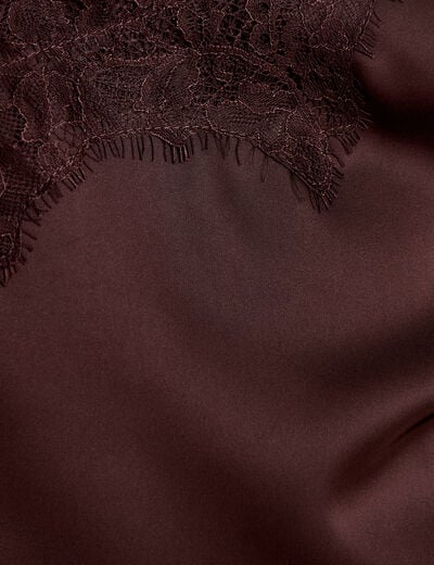 D&eacute;bardeur ajust&eacute; d&eacute;collet&eacute; dentelle marron fonc&eacute; femme