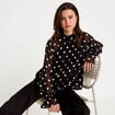 Blouse droite voile manches longues noir femme