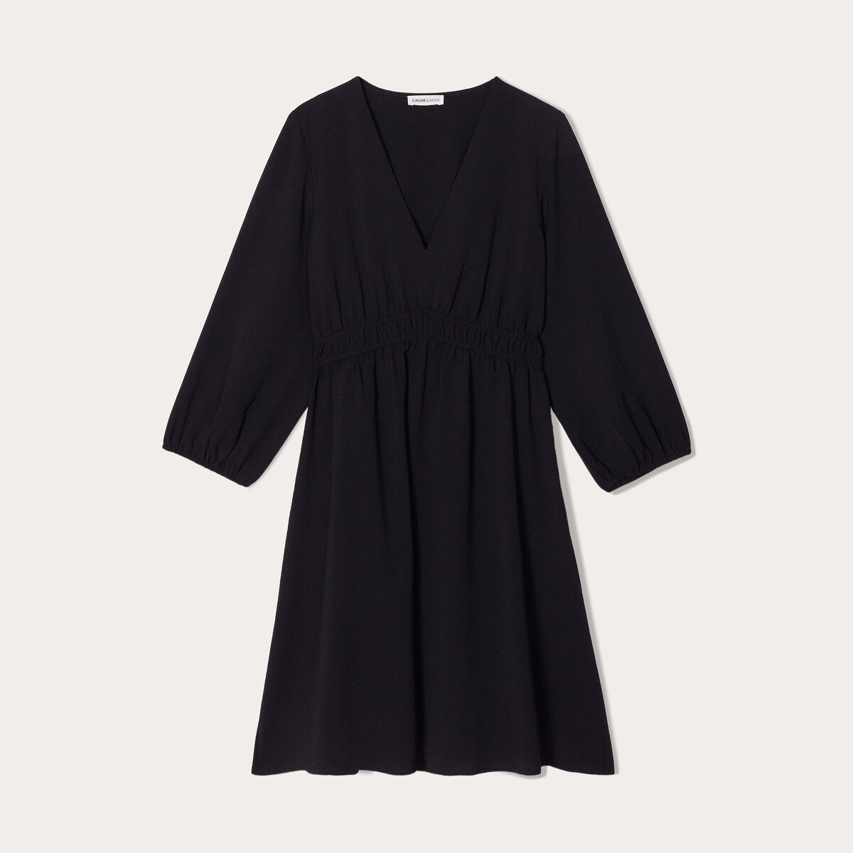 Robe &eacute;vas&eacute;e manches 3/4 noir femme